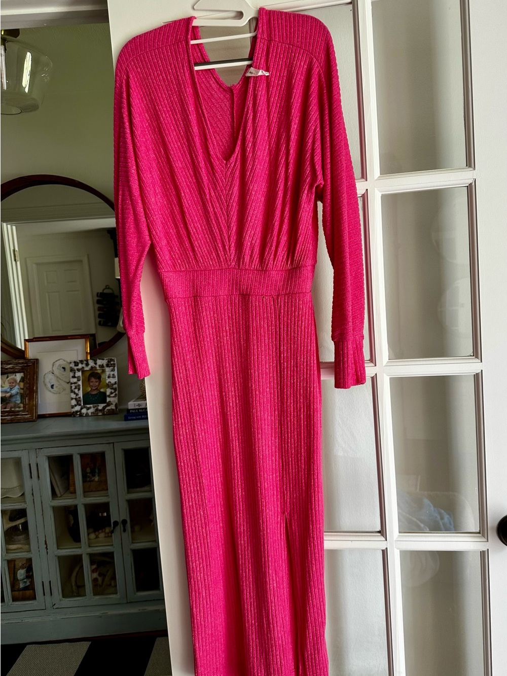 Anthropologie Fuchsia Ribbed Maxi Dress